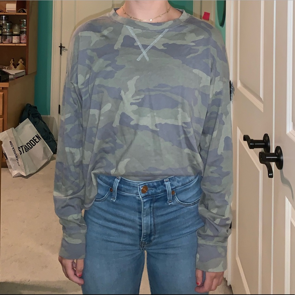 Long-Sleeve Camo Crew Neck